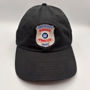 Vintage GM Chevrolet Police Vehicles Badge Logo Embroidered Hat Black/Silver